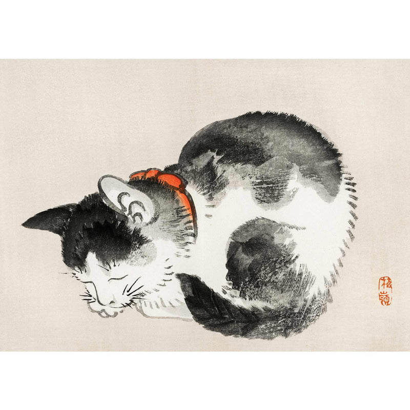 Sleeping cat by Kōno Bairei